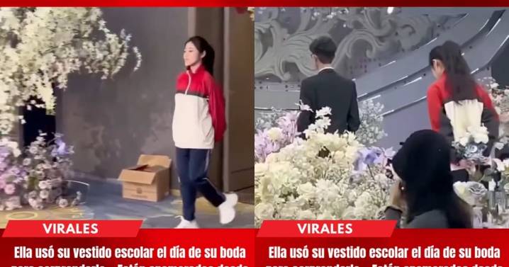 “Estaban enamorados desde el instituto”: Joven sorprende a su novio el día de su boda no con un vestido blanco, sino con su uniforme escolar
