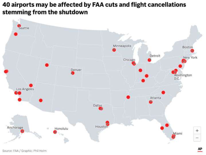 Viajar por EE.UU. se complica: la escasez de controladores y el cierre gubernamental paralizan aeropuertos