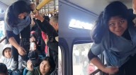 Bus va repleto en pleno paro y cobradora camina encima de sus pasajeros para pedir el dinero: "Así todos pagan"