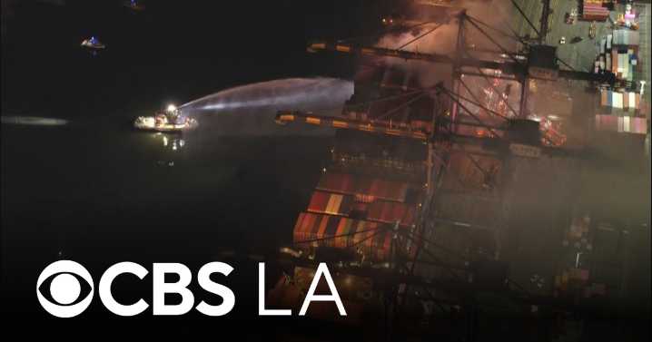 Cargo ship catches on fire at the Port of Los Angeles