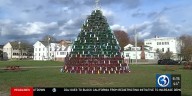 Volunteers putting finishing touches on 40-foot lobster trap tree in Stonington