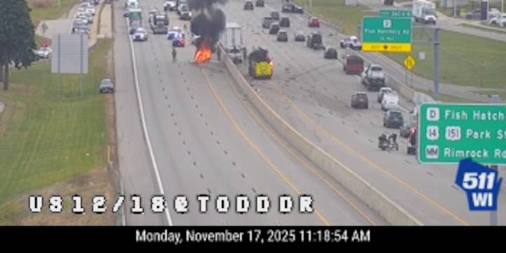 Vehicle fire blocks Madison Beltline lanes in both directions