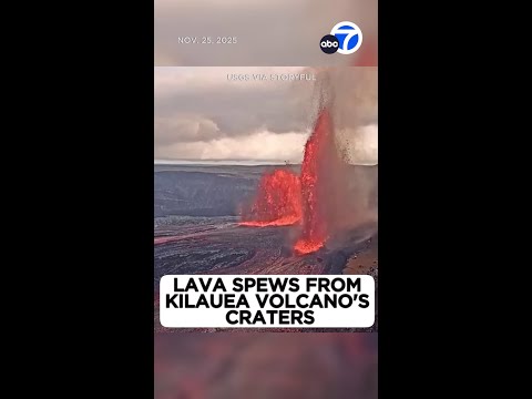 Lava spews from Kilauea volcano's craters