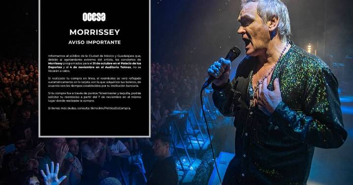 Morrissey vuelve a cancelar conciertos en México: OCESA confirma la noticia que muchos fans ya anticipaban