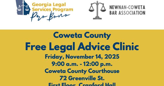 Free legal advice clinic set for Nov. 14 at Coweta County Justice Center