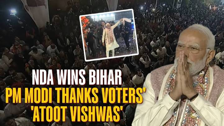 Bihar Goes Saffron: BJP is Single Largest Party, PM Cites 'Atut Vishwas' Election News