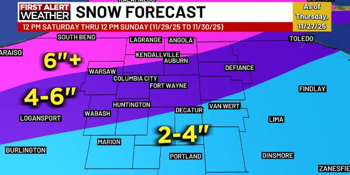 First Alert Forecast: Lake effect snow showers overnight, periods of heavy weekend snow likely