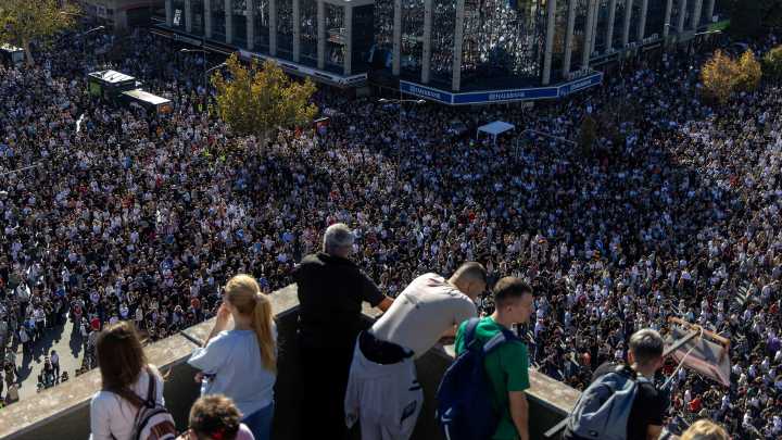 Serbians mark anniversary of deadly train station collapse with silence