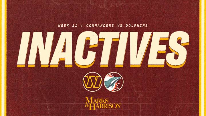 Commanders vs. Dolphins Week 11 inactives