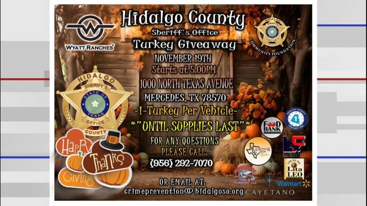 Hidalgo County Sheriff’s Office holding turkey giveaway