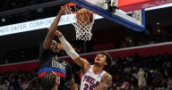 Short-handed Pistons win ninth straight game, beating 76ers