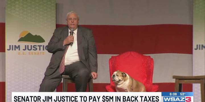 Senator Jim Justice to pay $5M in back taxes