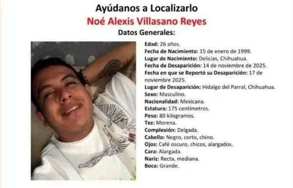 Cumple Noe Alexis 4 días desaparecido en Parral