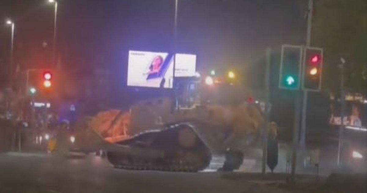 'Here he comes!': Stolen Staffordshire bulldozer goes on rampage as cops arrest 'drunk' driver