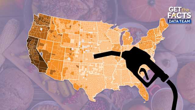 Map: County-by-county gas prices over Thanksgiving week