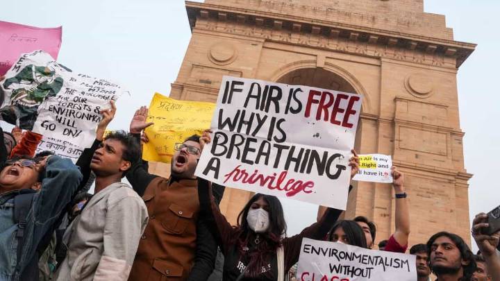 Photo: Protest in Delhi against toxic air