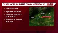 Highway 50 blocked after a fatal crash, officials say
