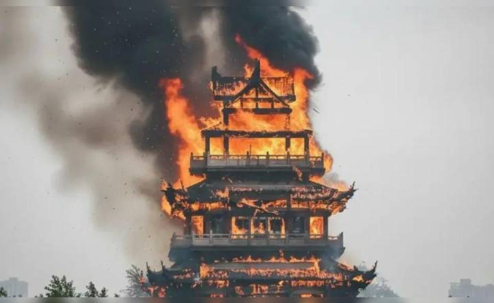Así quedó uno de los patrimonios históricos de China tras feroz incendio en el templo budista de 1.500 años