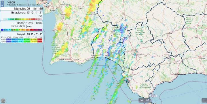 La célula tormentosa pasa por el Condado más debilitada de lo esperada y sin provocar daños