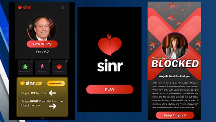 ‘Sinr’ parody dating site mocks Ken Paxton’s scandals in new Cornyn campaign game