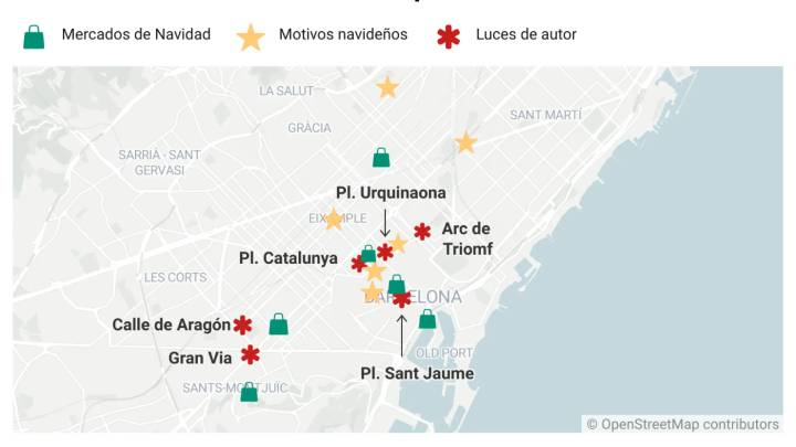 Mapa de las Luces de Navidad en Barcelona: todos los mercados e instalaciones navideñas