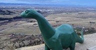 Halloween prank lands stolen Sinclair Dino atop Bozeman’s M Trail