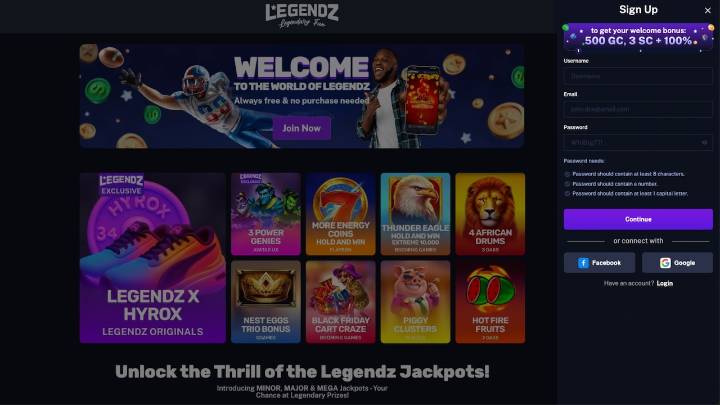 Legendz promo code LEGLIVE is the hottest sweeps casino promo this weekend