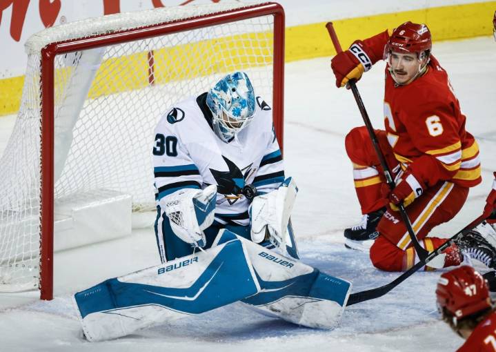 Sharks’ stinker against Flames raises some red flags as road trip nears end