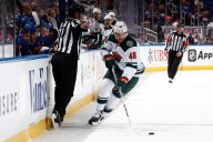 After trading places, Daemon Hunt finds chemistry on Wild blue line