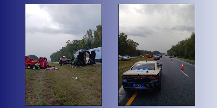 FHP: Loaded cargo van rolls over on I-10 in Jefferson Co., leaves one man injured
