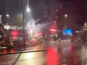 Moment mindless yob shoots firework ‘rocket launcher’ at Birmingham bus