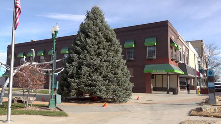 El árbol de Navidad de Railside de Grand Island llega al centro