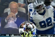 Jerry Jones can't stop smiling watching Quinnen Williams record first sack as Cowboy
