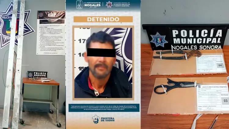 Detienen a sujeto robando material en la parte posterior de Sam’s Club Nogales