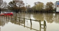 Cars swamped by floodwater as Tewkesbury bears brunt of storm