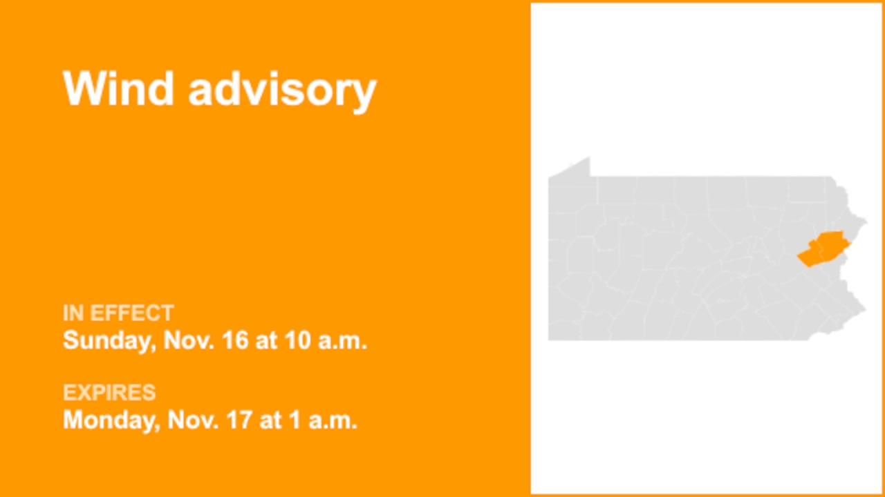 Carbon and Monroe counties under a wind advisory Sunday and Monday