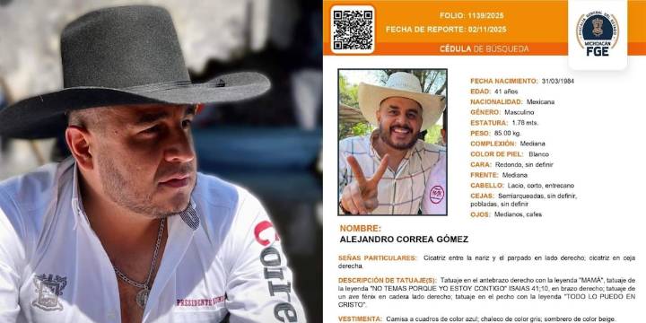¿Quién es Alejandro Correa Gómez, exalcalde de Zinapécuaro reportado como desaparecido?