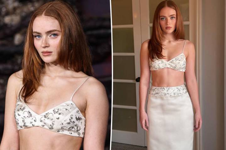 Sadie Sink wears sparkly white Prada bra and skirt for the 'Stranger Things' season 5 premiere in LA