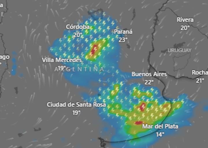 En nueve provincias. Emiten alerta naranja y amarilla por tormentas y vientos para este martes
