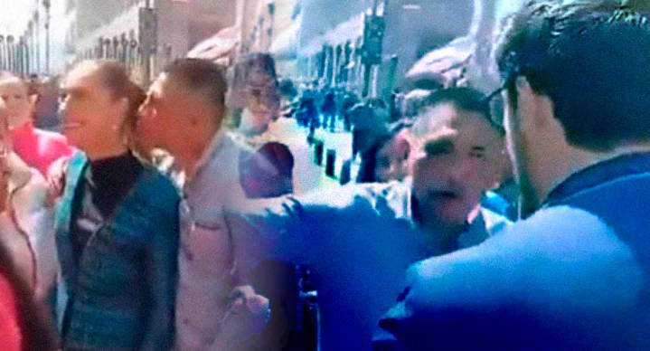 Hombre acosa a la presidenta Claudia Sheinbaum mientras caminaba por fuera de Palacio Nacional