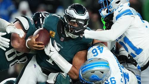 Jalen Hurts' lone touchdown leads Philadelphia Eagles to 16-9 victory over Detroit Lions in lackluster offensive game