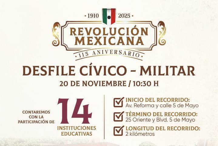 Desfilan 3 mil 400 alumnos en Conmemoración al “115 Aniversario de la Revolución Mexicana”
