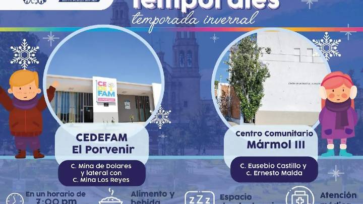 Abrirán refugios temporales en Mármol III y El Porvenir por bajas temperaturas en Chihuahua Capital