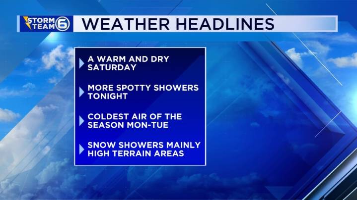 Warm today before frigid temperatures and scattered snow showers