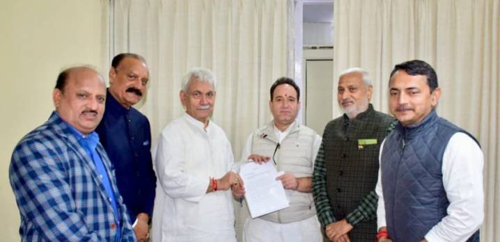BJP MLAs led by Sunil Sharma meet LG J&K , demand Revocation of MBBS Admission List in SMVDIME