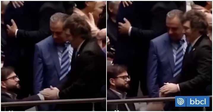 No se paró de su asiento: el distante saludo de Boric a Milei en el cambio de mando en Bolivia