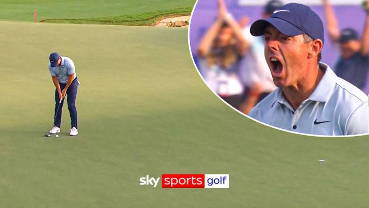 DP World Tour Championship: Rory McIlroy sinks sensational eagle putt to send it to a play