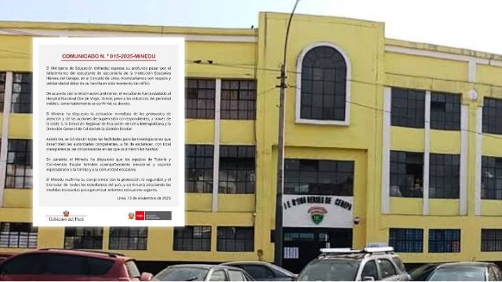 Minedu anuncia investigación por fallecimiento de alumno de la I. E. Héroes del Cenepa
