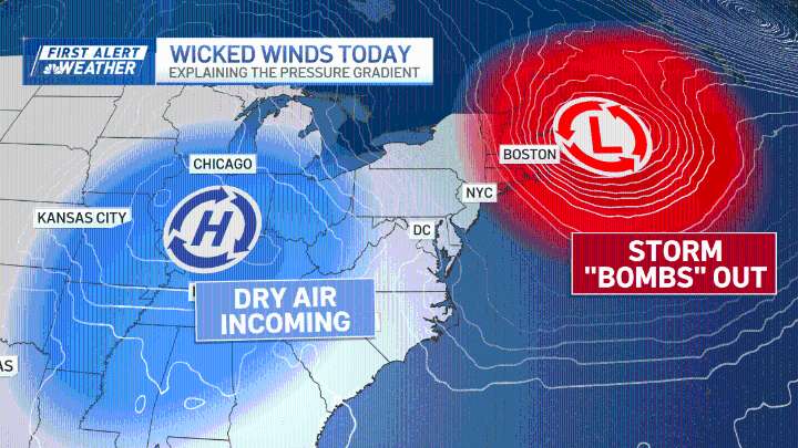 Storm warning in Boston, wind advisory and snow for some