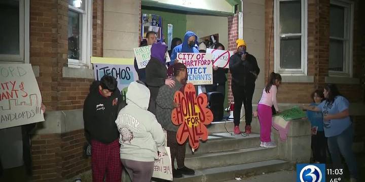 Tenants rally outside apartment building week after fire breaks out